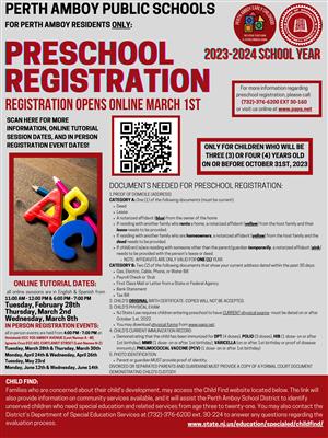 Preschool Registration Flyer in English